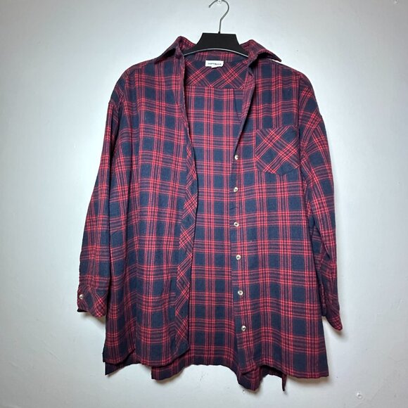 Superdown Red & Navy Plaid Flannel Shirt – Size XS - Picture 4 of 11